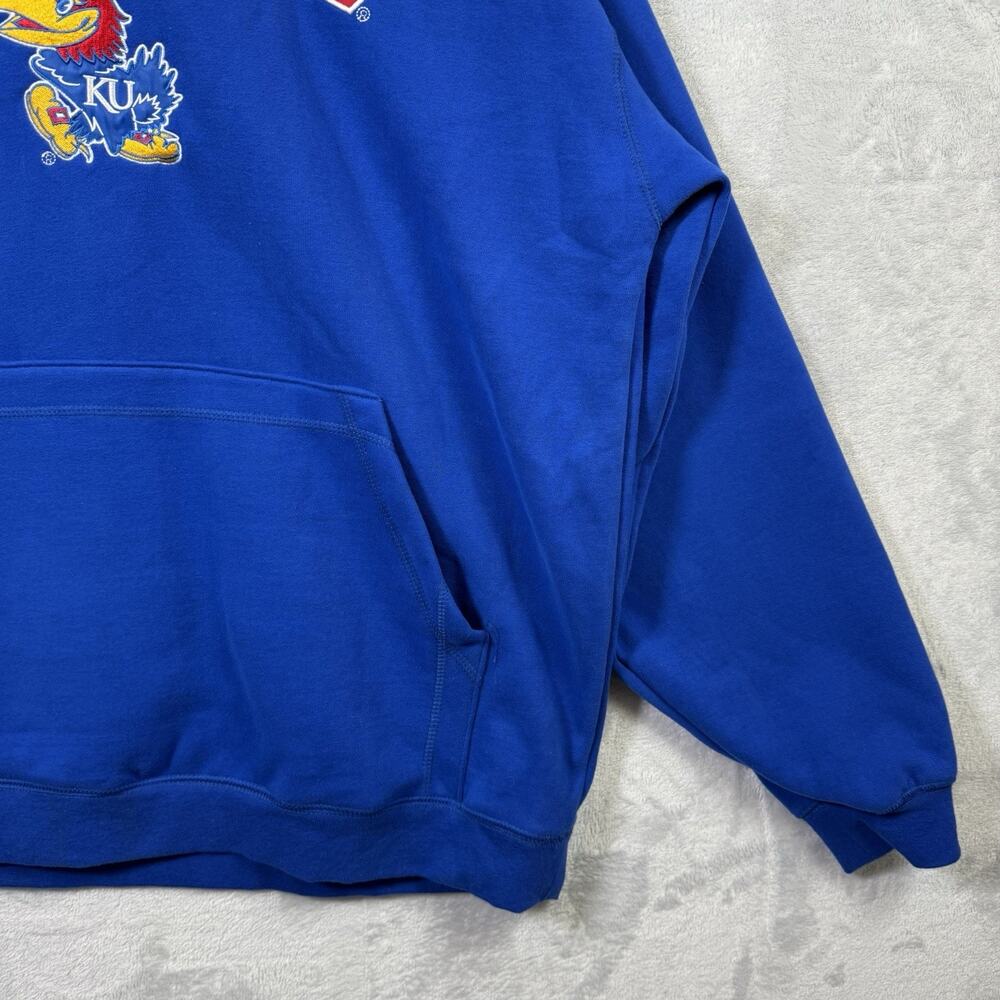 Kansas Jayhawks Hooded Sweatshirts Men's XL Blue Soft Campus Drive Embroidered - Picture 2 of 14
